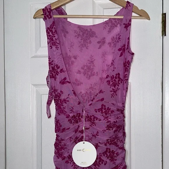 MissCircle Alaina Pink Floral Ruffle Mesh Dress - Picture 4 of 4